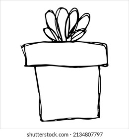 Ilustración de regalo dibujada a mano aislada en un fondo blanco. Clíparte del presente cumpleaños. Doodle de vacaciones.