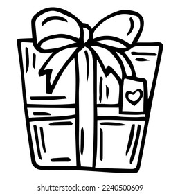 Hand drawn Gift isolated on white background