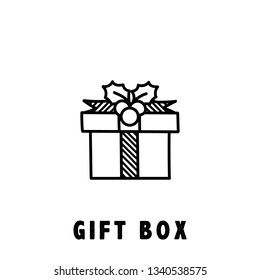 Hand drawn Gift logo icon