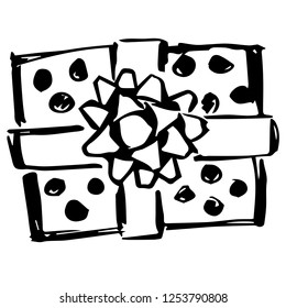 Hand Drawn  for Gift, Present, Birthday, Holiday, Box, Christmas, Package Graphic Design, Shirt, Background, Logo, Icon and Template. Vector Illustration EPS10
