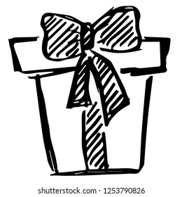 Hand Drawn  for Gift, Present, Birthday, Holiday, Box, Christmas, Package Graphic Design, Shirt, Background, Logo, Icon and Template. Vector Illustration EPS10