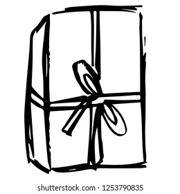 Hand Drawn  for Gift, Present, Birthday, Holiday, Box, Christmas, Package Graphic Design, Shirt, Background, Logo, Icon and Template. Vector Illustration EPS10