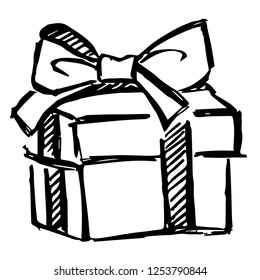 Hand Drawn  for Gift, Present, Birthday, Holiday, Box, Christmas, Package Graphic Design, Shirt, Background, Logo, Icon and Template. Vector Illustration EPS10