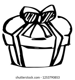 Hand Drawn  for Gift, Present, Birthday, Holiday, Box, Christmas, Package Graphic Design, Shirt, Background, Logo, Icon and Template. Vector Illustration EPS10