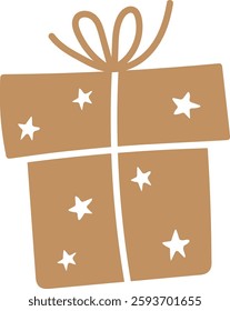 Hand Drawn Gift With Stars Vector Illustration