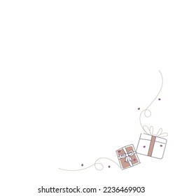 Hand drawn gifts with ornaments and little hearts.
