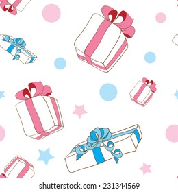 Hand drawn gifts pattern background 