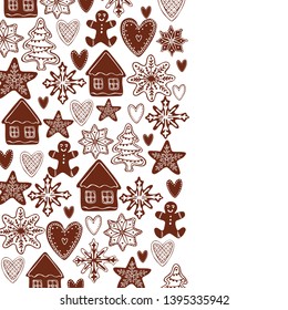 Hand drawn ginger cookies.   Vector background