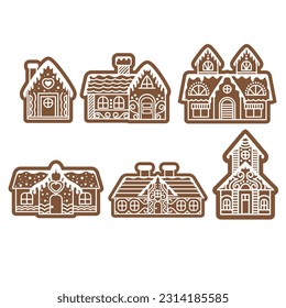 Hand drawn gingerbread houses collection