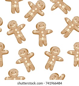 Hand Drawn Gingerbread Man Pattern Illustration