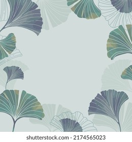Hand drawn gingko biloba vector background