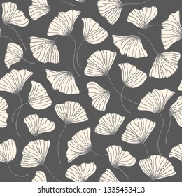 hand drawn gingko seamless pattern