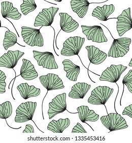 hand drawn gingko seamless pattern