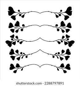 Hand drawn ginkgo biloba text divider. Set of five floral text dividers. 