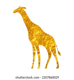 Hand drawn Giraffe icon in gold foil texture vector illustration