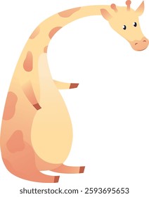 Hand Drawn Giraffe Sitting Vector Illustration