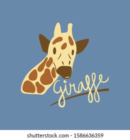 hand drawn giraffe with text vector illustration. creative nursery designs for kids room, fabric, wrapping, wallpaper, textile, apparel. 