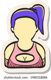 Hand drawn Girl avatar icon in sticker style vector illustration