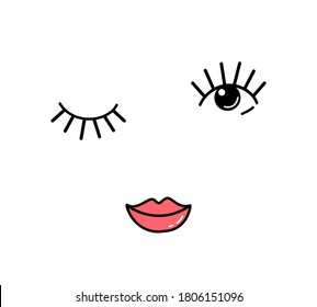 Hand drawn girl face and slogan vector illustration for the t-shirt design. Vector illustration design for fashion fabrics, textile graphics, prints.