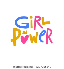 Hand drawn Girl Power modern typography lettering text. Vector art sign poster isolated on white background.