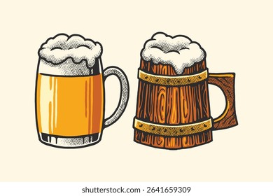 Hand Drawn Of Glass Beer