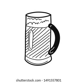Hand drawn glass of beer isolated on a white. Sketch for oktoberfest. Vector illustration.