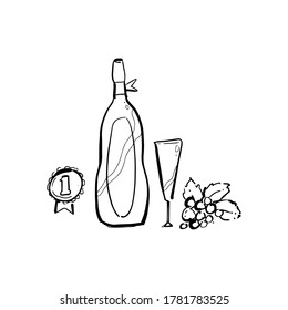 hand drawn of glass bottle