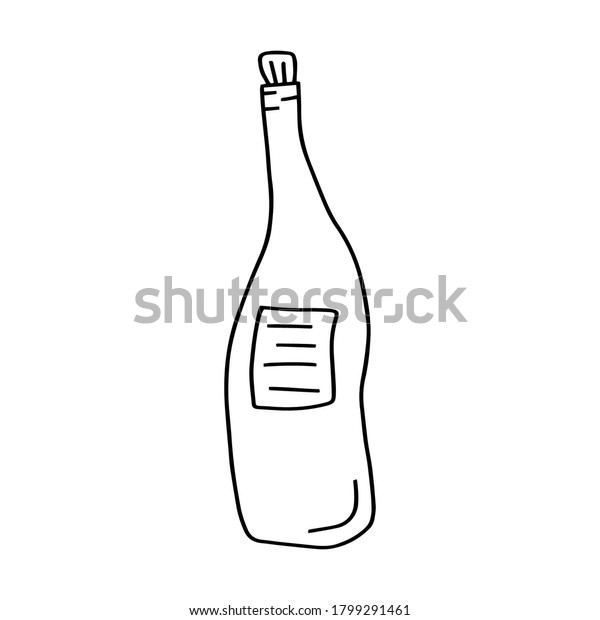 白い背景に手描きのガラス瓶 落書き風 簡単な輪郭のイラスト 繊維 紙 その他の表面の装飾に用いられる のベクター画像素材 ロイヤリティフリー