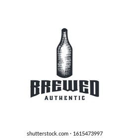 hand drawn glass bottle logo Ideas. Inspiration logo design. Template Vector Illustration. Isolated On White Background