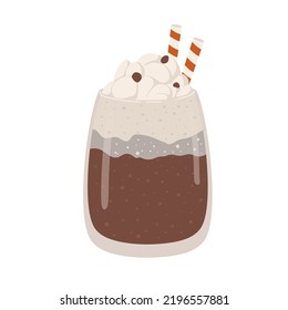 Hand drawn glass with cappucino or latte isolated on white background. Cup with coffee vector illustration