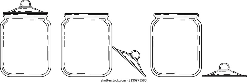 Hand Drawn Glass Jar Line Art Vector Illustration