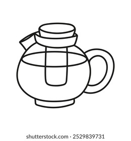 Hand drawn glass kettle, teapot. Kitchen utensils doodle illustration