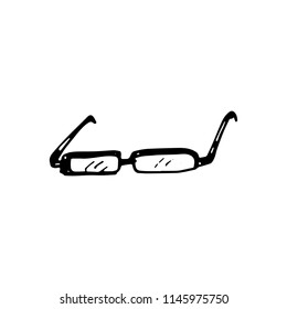 Hand Drawn glasses doodle. Sketch style icon. Decoration element. Isolated on white background. Flat design. Vector illustration.
