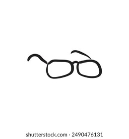 Hand drawn glasses icon. Eyeglasses doodle sketch, symbol scribble design element isolated, sketchy handdrawn spectacles ink vector imitation
