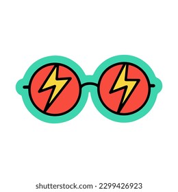 Hand drawn glasses illustration, cartoon, vintage style. poster, t-shirt print, sticker, logo design