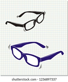Hand drawn of glasses on paper background