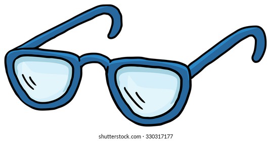 hand drawn glasses, vector illustration, isolated on white