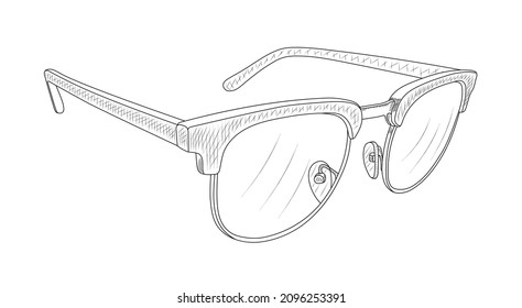 Handgezeichnete Brille, Vektorgrafik. Vintage-Zubehör.