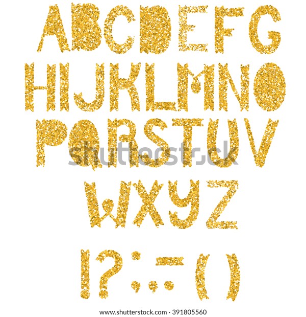 Vetor stock de Hand Drawn Glitter Gold Alphabet Vector (livre de ...