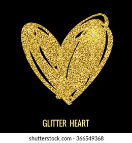 Hand drawn glitter heart. Vector design element for valentines day, save the date, wedding stationary and other users.