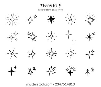Hand drawn glitter icon collection.