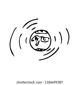 Hand drawn globe doodle icon. Hand drawn black sketch. Sign symbol. Decoration element. White background. Isolated. Flat design. Vector illustration.