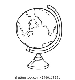 Hand Drawn globe doodle. Side with Australia. Sketch icon. Vector illustration Isolated on white
