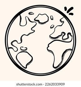 hand drawn Globe doodle Vector illustration. Flat doodle design. cartoon style vector isolated