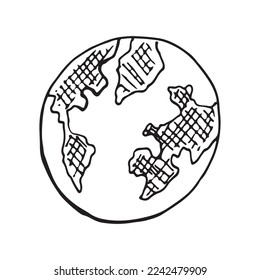 Hand drawn globe doodles vector illustration. For kids coloring book.