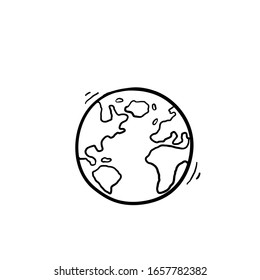 hand drawn Globe icon. Vector illustration. Flat doodle design. cartoon style vector isolated