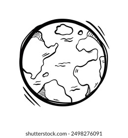 hand drawn Globe icon. Vector illustration. doodle Style design. cartoon style vector isolated on white background