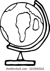 Hand drawn globe illustration. Flat doodle design cartoon style.