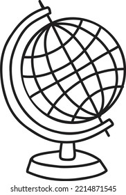 Hand Drawn globe model illustration isolated on background