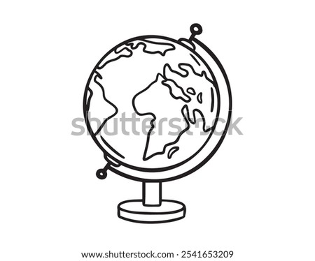 Hand Drawn globe outline doodle. Side globe sketch icon. Vector illustration Isolated on white. Vector illustration